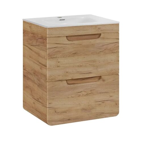 Meuble Suspendu sous Vasque ARVIDA SET1 2 Tiroirs Chêne Chêne 46 x 60 x 59 cm