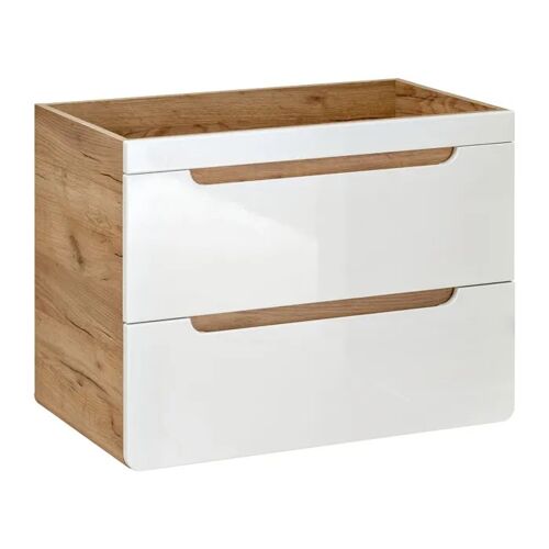 Meuble Suspendu sous Vasque ARVIDA SZK8 2 Tiroirs Chêne Blanc 46 x 80 x 59 cm