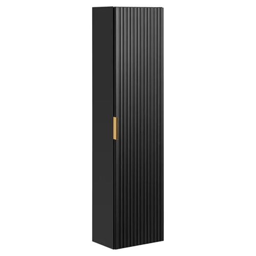 Colonne Murale de Salle de Bain ADEN SZK1 Fronts rainurés Noir Noir 25 x 35 x 140 cm