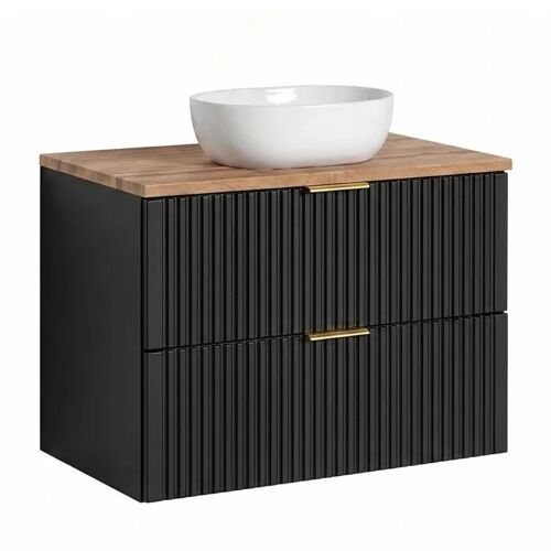 Meuble Suspendu sous Vasque ADEN SET1 2 Tiroirs Noir Noir 46 x 80 x 75 cm