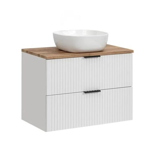 Meuble Suspendu sous Vasque ADEN SET1 2 Tiroirs Blanc Blanc 46 x 80 x 75 cm