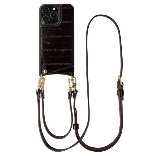 Selencia Nova coque arrière en cuir véritable avec porte-cartes iPhone 13 Pro Dark Chocolate