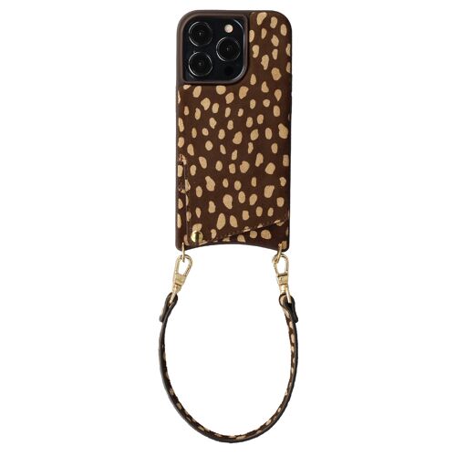 Selencia Nova coque arrière en cuir véritable avec porte-cartes iPhone 14 Pro Fawn Chic