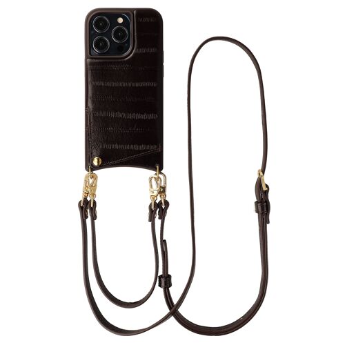 Selencia Nova coque arrière en cuir véritable avec porte-cartes iPhone 14 Pro Dark Chocolate