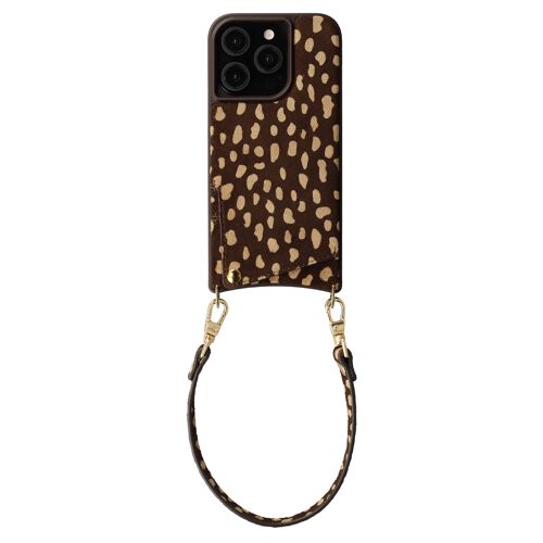 Selencia Nova coque arrière en cuir véritable avec porte-cartes iPhone 15 Pro Fawn Chic