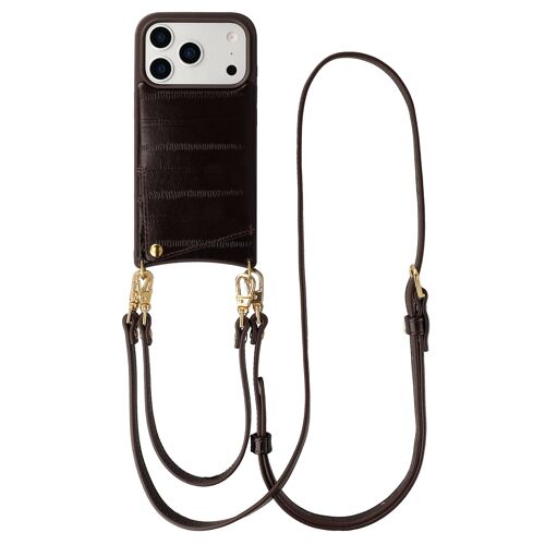 Selencia Nova coque arrière en cuir véritable avec porte-cartes iPhone 17 Pro Max Dark Chocolate