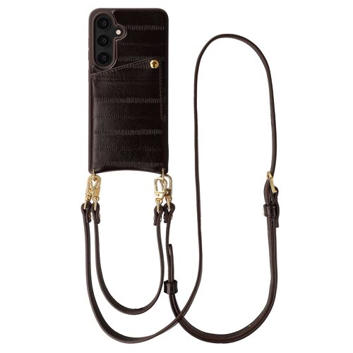 Selencia Nova coque arrière en cuir véritable avec porte-cartes Samsung Galaxy S25 Dark Chocolate