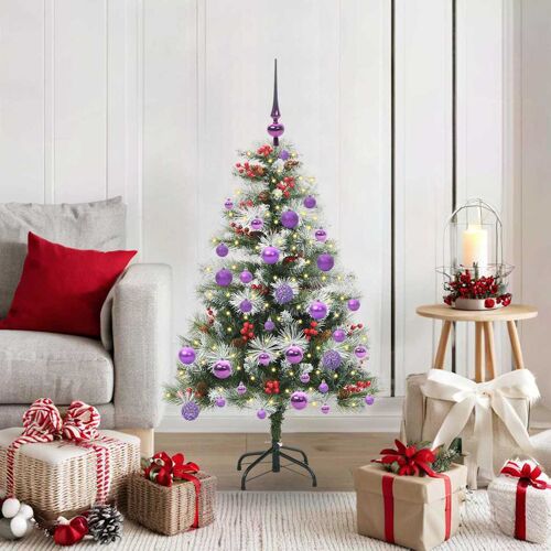 vidaXL Sapin de Noël artificiel Vert et blanc 120 cm