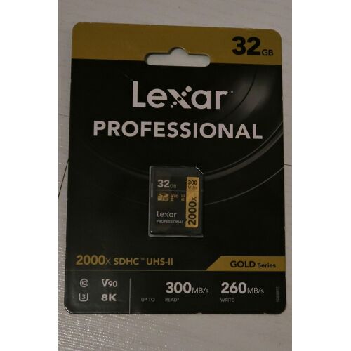 Carte SD Lexar Pro 32 GB 2000X SDHC UHS-II V90 R300 MB/s W260 MB/s