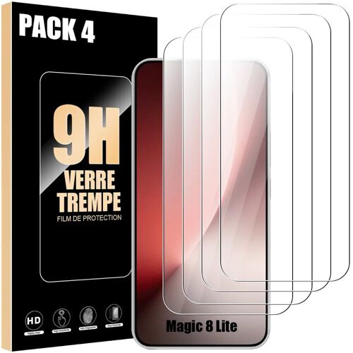 4 Verre Trempé pour Honor Magic 8 Lite, Protection d'écran Anti-Rayures 9H Antichoc Transparent - E.F.Connection
