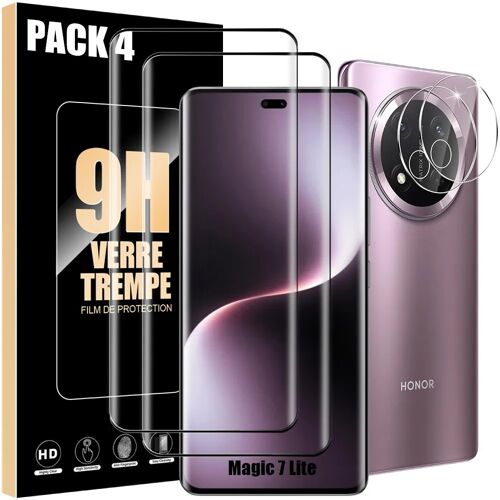 2 Verres Trempés Intégral et 2 Vitres Caméra pour Honor Magic 7 Lite - Protection Anti-Rayures - E.F.Connection