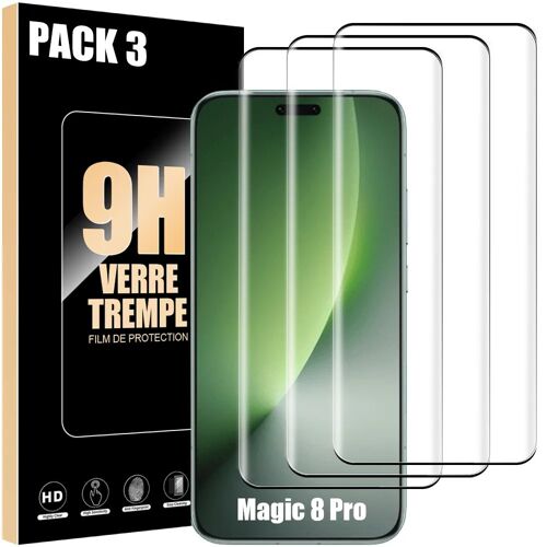 3 Verre Trempé Intégral pour Honor Magic 8 Pro, Antichoc Anti-Rayure avec Bord Noir - E.F.Connection