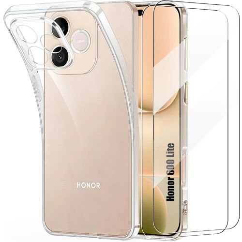 Coque + 2 Verres Trempés pour Honor 600 Lite, Protection Silicone Transparent Souple Anti-Rayures - E.F.Connection