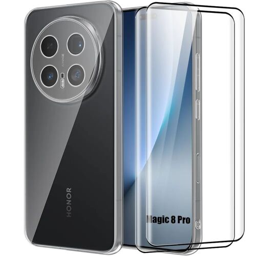 Coque + 2 Verres Trempés pour Honor Magic 8 Pro, Silicone Transparent Anti-Rayures Slim Léger - E.F.Connection