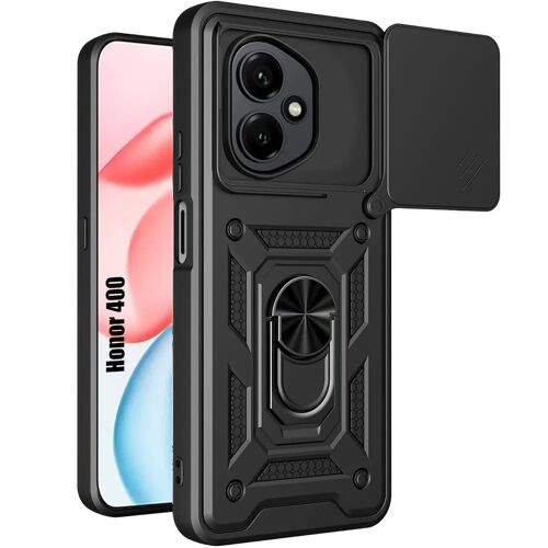 Coque pour Honor 400, Antichoc avec Anneau et Protection Objectif Coulissante - Noir - E.F.Connection