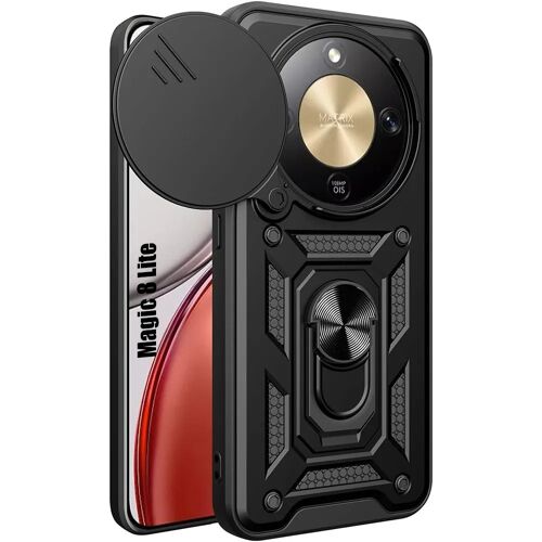 Coque pour Honor Magic 8 Lite, Protection Antichoc avec Anneau Rigide Bordure Renforcée - Noir - E.F.Connection