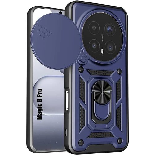 Coque pour Honor Magic 8 Pro, Résistante avec Anneau et Cache Caméra Coulissant - Bleu Marine - E.F.Connection