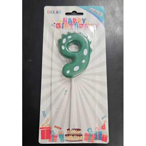 Bougie anniversaire chiffre 9 dino