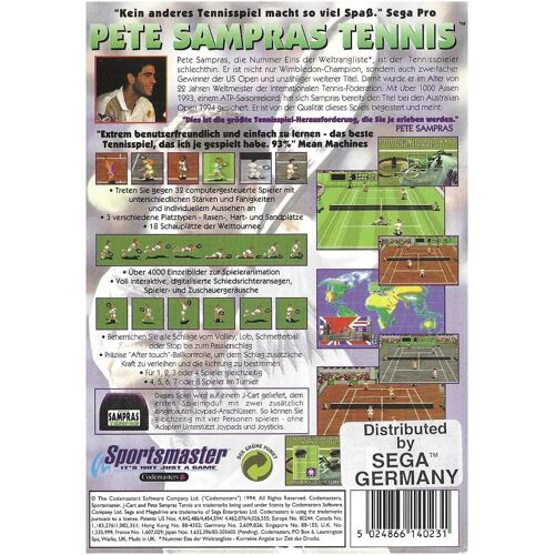 Megadrive Pete Sampras Tennis Cib