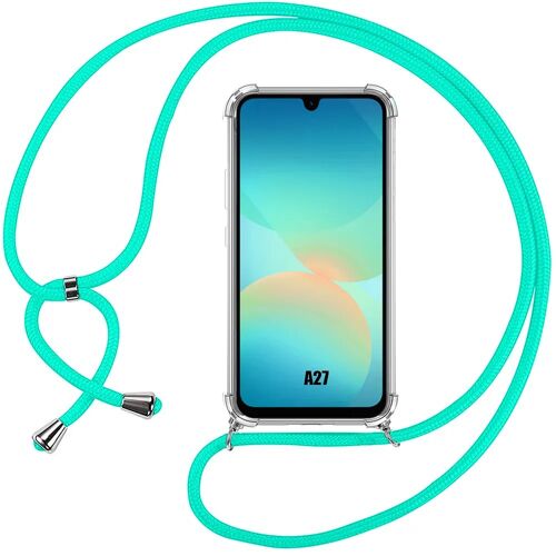 Coque pour Samsung Galaxy A27 5G, Anti-Rayure Souple Protection Silicone avec Bandoulière Turquoise - E.F.Connection