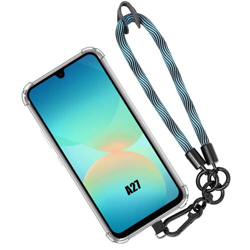 Coque pour Samsung Galaxy A27 5G, Antichoc Silicone Transparent avec Bracelet Bleu Amovible - E.F.Connection