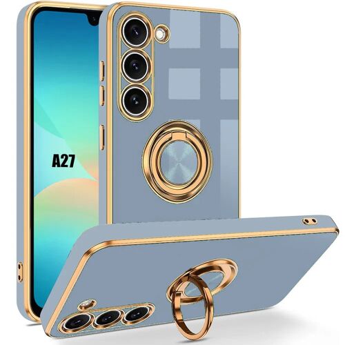 Coque pour Samsung Galaxy A27 5G, Protection Silicone Légère Slim avec Anneau Rotatif 360° - Bleu - E.F.Connection