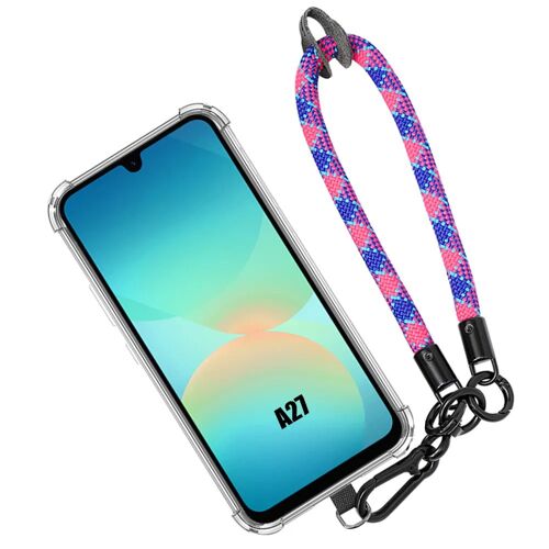 Coque pour Samsung Galaxy A27 5G, Antichoc Silicone Transparent avec Bracelet Tricolore Amovible - E.F.Connection