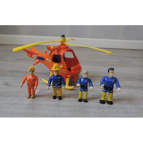 LOT SAM LE POMPIER : 4 FIGURINES + HELICOPTERE