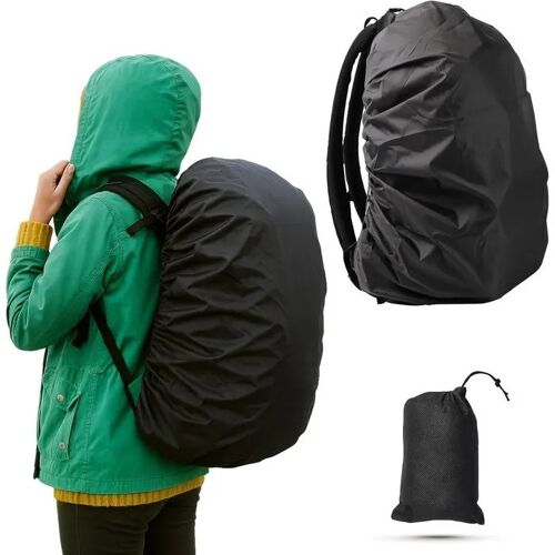 Housse sac à dos imperméable nylon 70D 210T Noir 35-50L grande contenance, anti déchirure, fermeture par bande élastique et