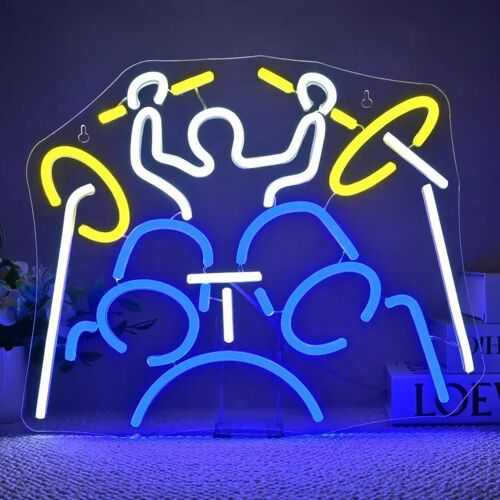 Néon Led Batteur Pour Mur, Plaque Décorative Design, Dimmable Luminosité Réglable, Ruban Led Flexible Sur Panneau Acrylique