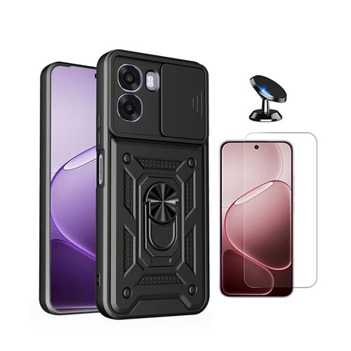 Kit Clearglass+Fenêtre Militaire+Support PHONECARE Pour Oppo A6x - Noir