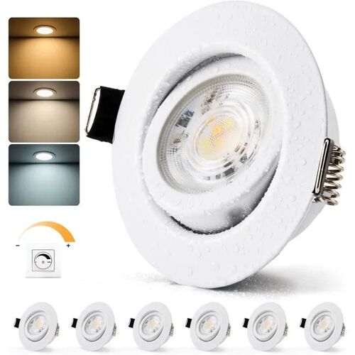 Bojim Spot Led Encastrable 7w Dimmable, Salle De Bain Ip44, Trou 68mm - 80mm, Blanc Chaud Neutre Froid, Spots Extra Plats Pour¿.