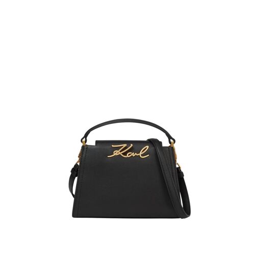 Karl Lagerfeld Sac Bandoulière Signature Mini Cuir Noir & Or