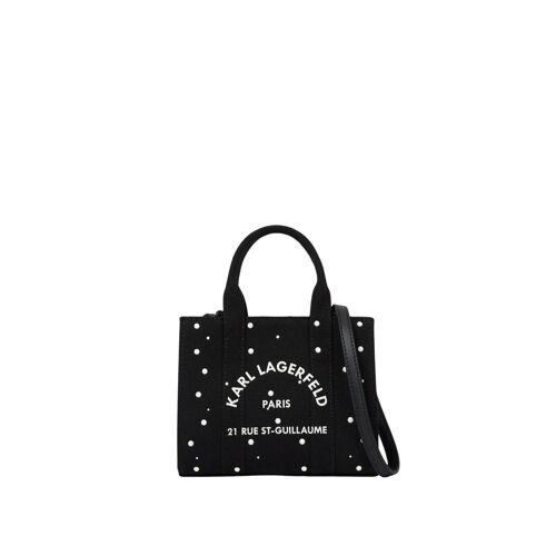 Karl Lagerfeld Cabas Carré Perles Mini Coton Noir