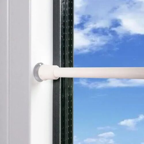 Lot De 3 Barres Télescopiques Acier À Haute Teneur Carbone 57-85 Cm, Butées Réglables, Montage Sans Perçage, Blanc, Pour Rideaux