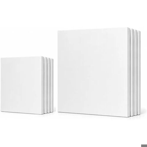 Lot De 8 Toiles À Peindre Sur Châssis 100% Coton Apprêt Triple Sans Acide Pin, 4x 20x20 Cm Et 4x 30x30 Cm, 280 G/M² Pour Huile