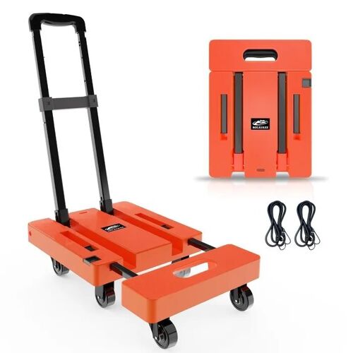 Chariot de transport d¿atelier pliable SOLEJAZZ charge 226 kg, 6 roues pivotantes 360°, plateforme télescopique 42-54 cm