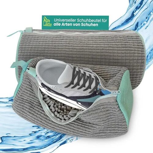Lot De 2 Sacs De Lavage Chaussures Sécurité Maille Grise Fibres Szenil, 19 X 39 Cm, Fermeture Éclair Robuste, Jusqu¿À Pointure Eu