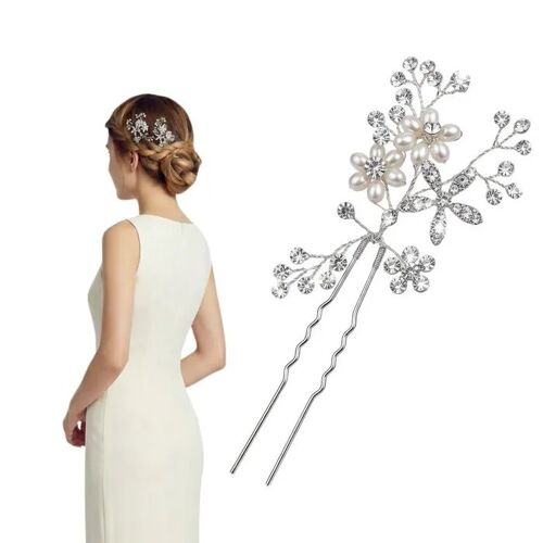Peigne De Coiffure Mariage Femme Perles Cristaux Strass Tiare Serre-Tête Barrette Perles Argenté Blanc 11,5 Cm Peigne Stable 