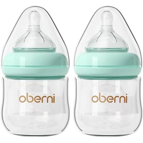 Biberon En Verre Borosilicaté Anti-Coliques 120 Ml Silicone Niveau S/1 0-3 Mois Lot De 2 Pièces Bleu Pour Nouveau-Né