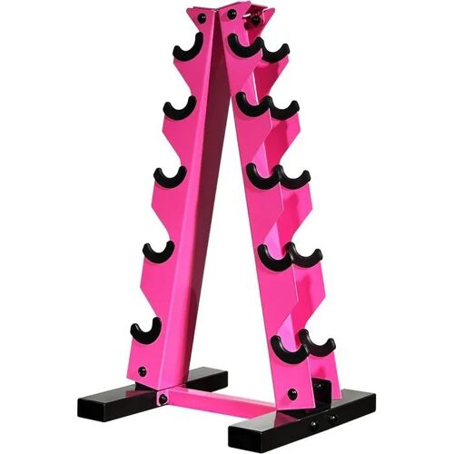 Support D¿Haltères Acier 5 Niveaux Type A Pour Salle De Sport À Domicile Rose, Rack Rangement Compact 64,8 X 33,8 X 32 Cm, Charge