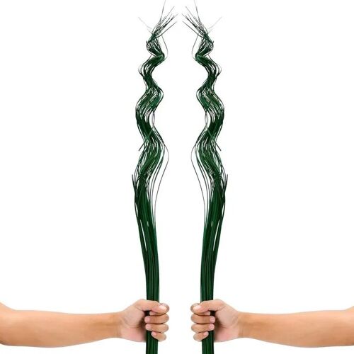 Lot de 2 bouquets déco brins de palmiers séchés pour vases 100 cm 65 tiges couleur vert, plantes naturelles sélectionnées boho