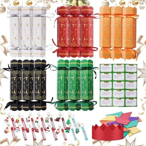 Lot de 15 crackers festifs décoration de table rouge tons élégants classiques, accessoires tradition à surprises cadeaux pour