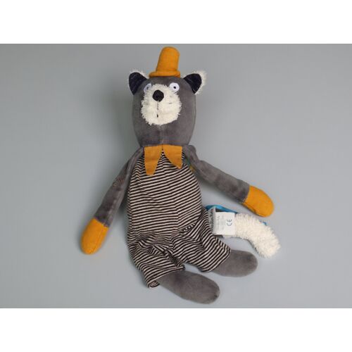 Doudou chat Moulin Roty Les Moustaches gris jaune