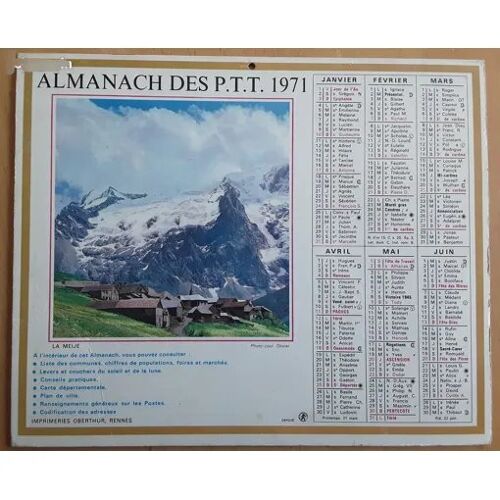 Almanach Des Ptt Année 1971 : Paysage Touffou & La Meije -