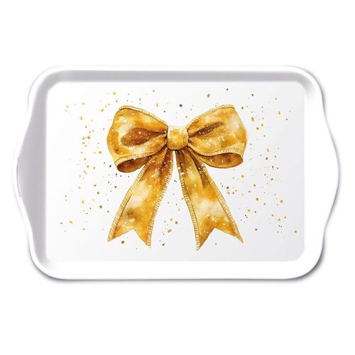Mini Plateau En Mélamine N?ud Doré De Noël