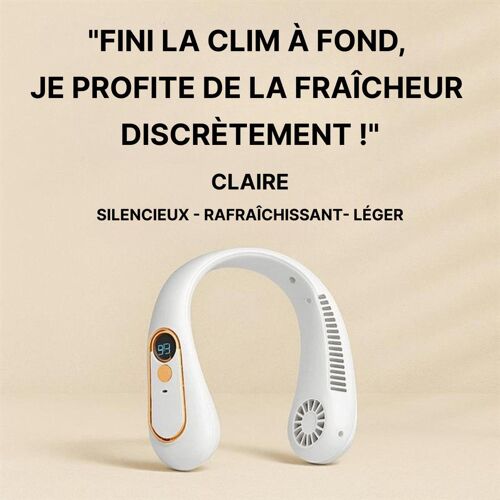 Ventilateurs de Cou Portable Rechargeable USB ¿ Blanc¿ 5 Vitesses Sans Pale ¿ Neuf