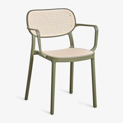 Pack De 2 Chaises De Jardin Empilables Avec Accoudoirs En Polypropylène Omara Vert Olive Intense