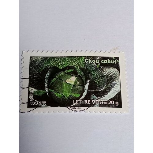 Timbre France Lettre Verte 20g Autoadhesif Oblitere Yvert N° 750 Flore Legumes Chou Cabus De 2012