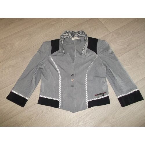 Veste, Blazer La Mode Est A Vous Bleu Marine Et Blanc 44 Tbe